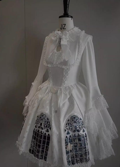 Susin Lolita - Night Traveler - Gothic Lolita Skirt Outfit Long Coat Shirt and Bustier Set