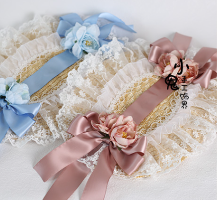 Xiaogui - Sweetie Zhi Fan - Country Lolita Lace French Straw Hat