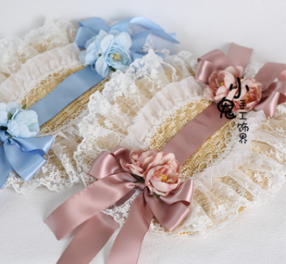 Xiaogui - Sweetie Zhi Fan - Country Lolita Lace French Straw Hat