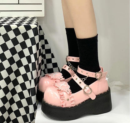 Beauty Bunny - Sweet Academy - Gothic Lolita Shoes Thick Sole Y2K Lolita Shoes