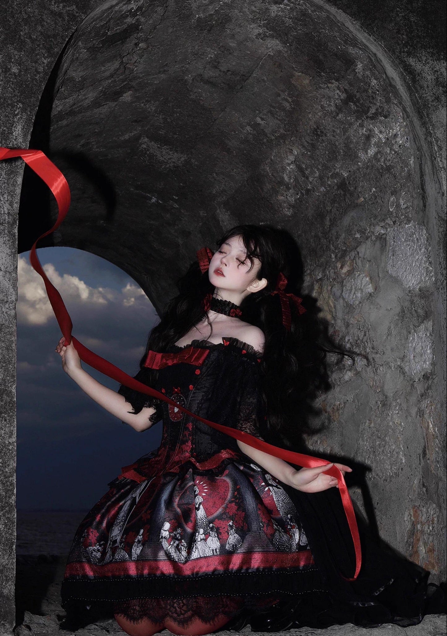 Caged Bird Hotel - Eclipsed Moon Gallery - Plus Size Halloween Gothic Lolita Skirt & Bodice Set