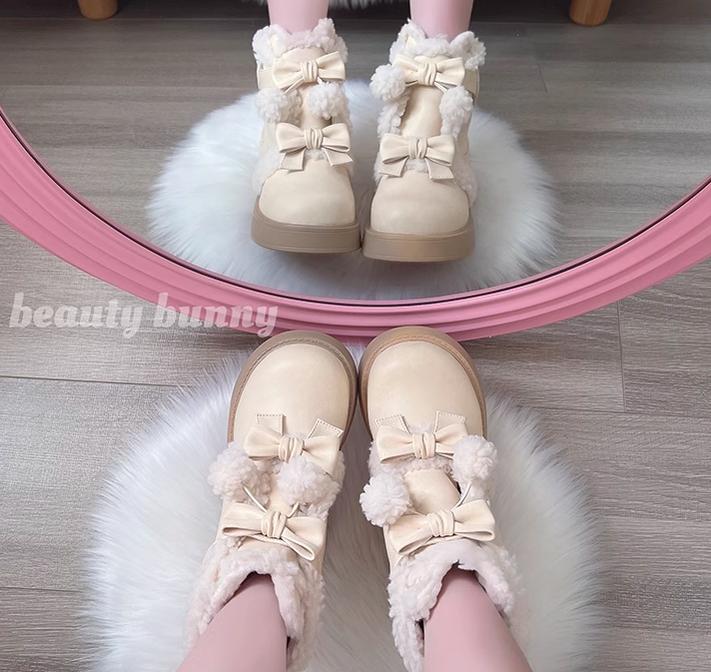 Beauty Bunny - Furry Bear - Winter Cute Lolita Shoes Short Snow Boots