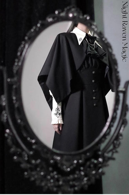 CastleToo - Night Raven Magic - Ouji Lolita Dress Set, Suspender Shorts & Cape