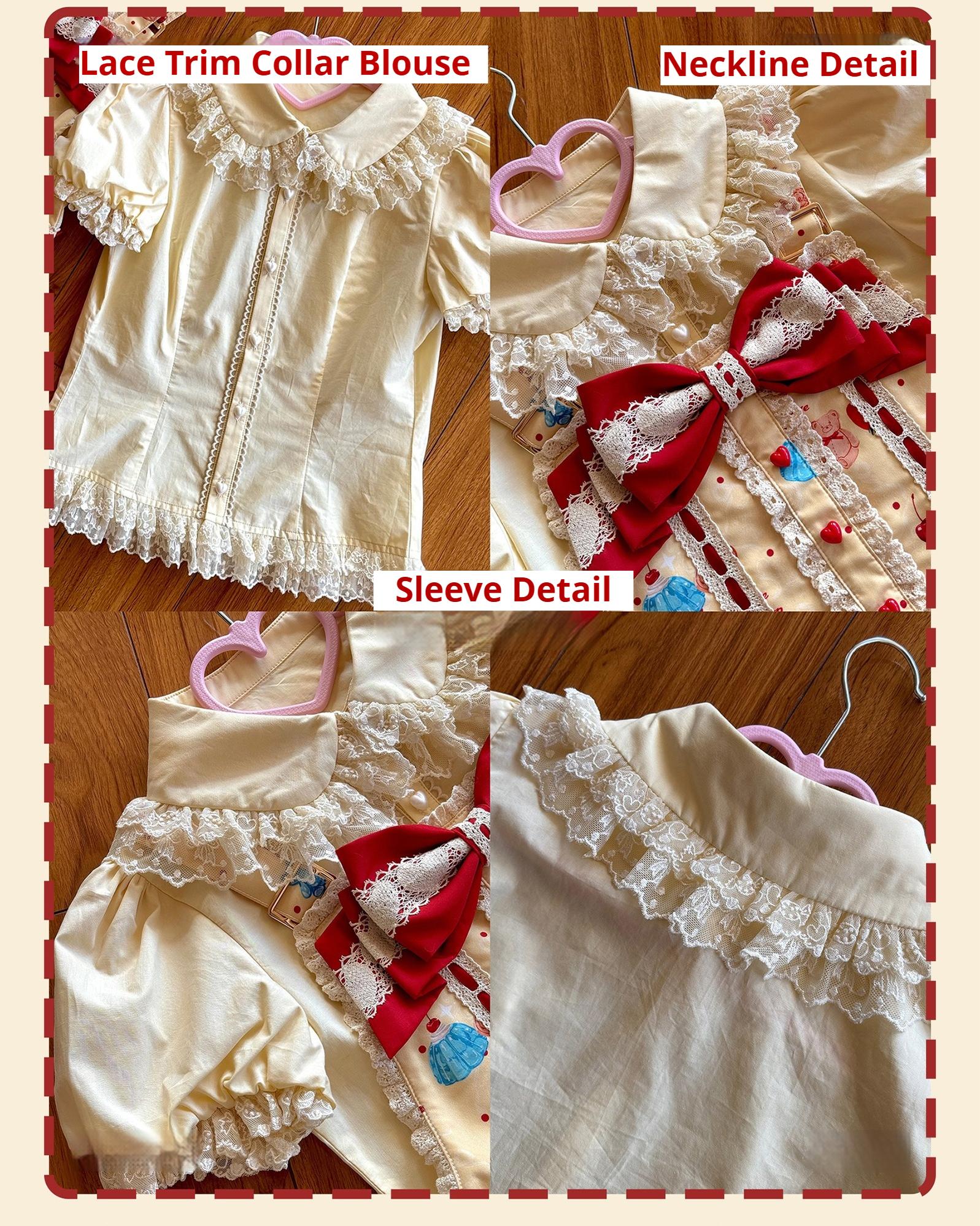 DreamWhale - Showa Dessert Showcase - Kawaii Lolita Dress Suit Pudding-Inspired JSK/Salopette