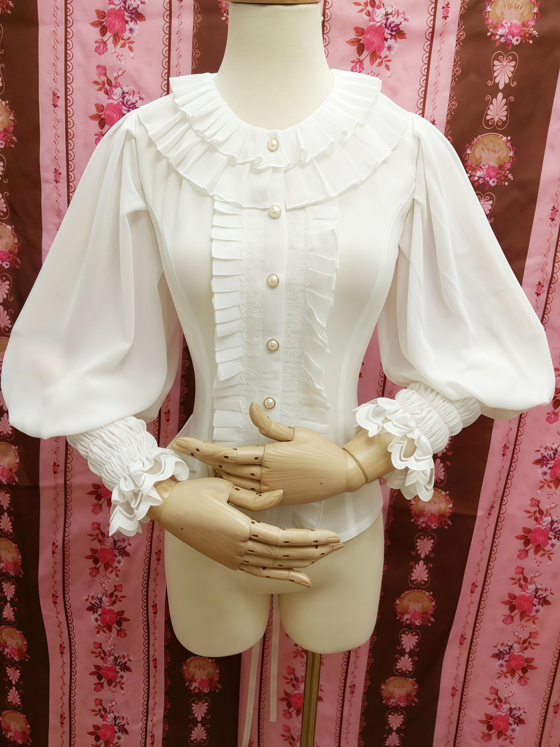 Yilia - Classic Lolita Chiffon Blouse, Bishop Sleeves