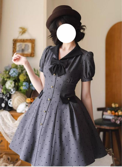 Forest Wardrobe - Forest Polka-Dot - Classic Lolita OP Dress With Polka Dots & Pockets