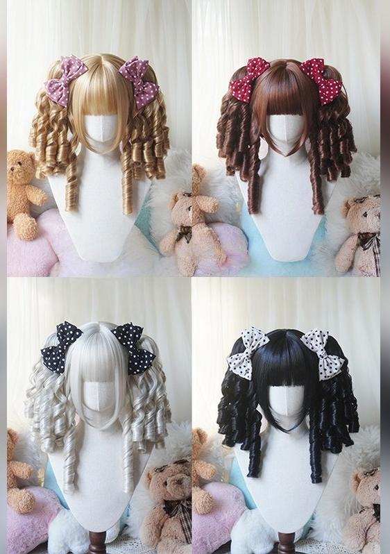 Imperial Tea - Solid Lolita Bob Wig With Detachable Curl Ponytail