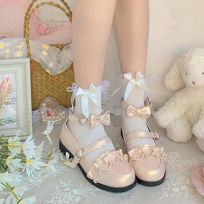 Sheep Puff - Mei Lulu - Lolita Japanese Lace Single Shoes