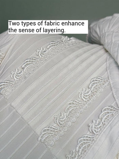 Shuang Sheng Xiao Xiong - Bite The Cake - White Sweet Lolita Blouse, Lace-Up Back