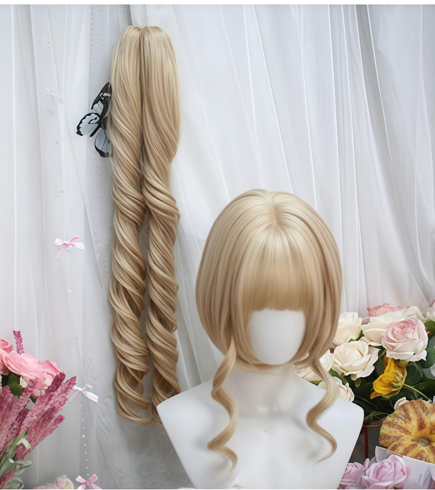 Dalao Home - Daily Lolita Wig with Roman Roll Twins Tails Multi Color