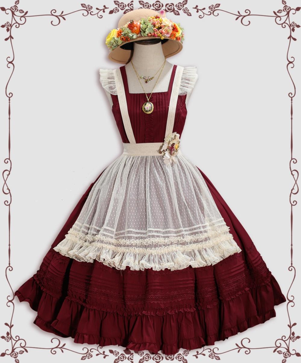 Tiny Garden - Nocturne Reminiscence - Elegant Lolita JSK Dress Multi-Wear Apron Dress Set
