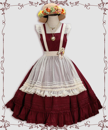 Tiny Garden - Nocturne Reminiscence - Elegant Lolita JSK Dress Multi-Wear Apron Dress Set