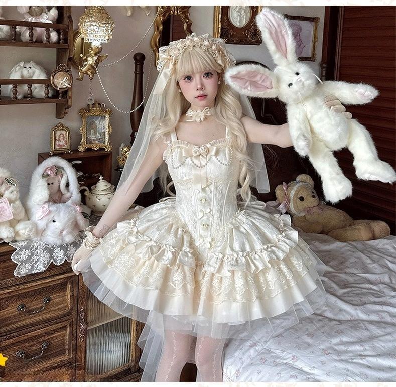 ZhiJinYuan - Fleeting Dreams - Ballet Style Sweet Lolita Mini JSK with Choker