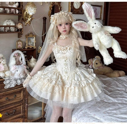 ZhiJinYuan - Fleeting Dreams - Ballet Style Sweet Lolita Mini JSK with Choker