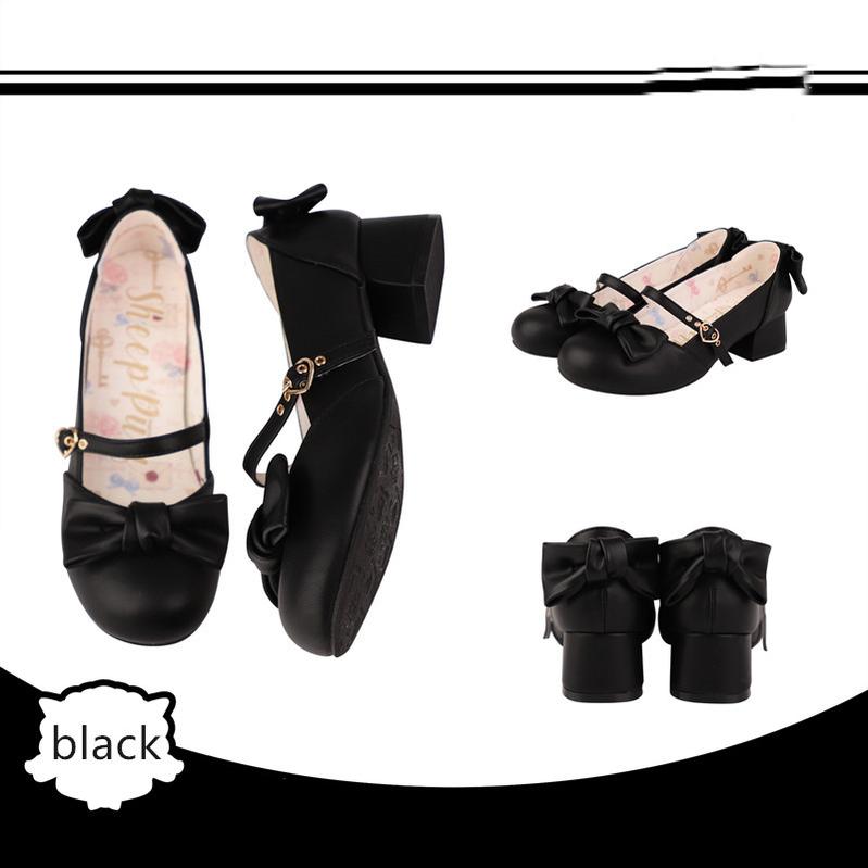 Sheep Puff - Elegant Lolita Bownot Retro High Heel Shoes