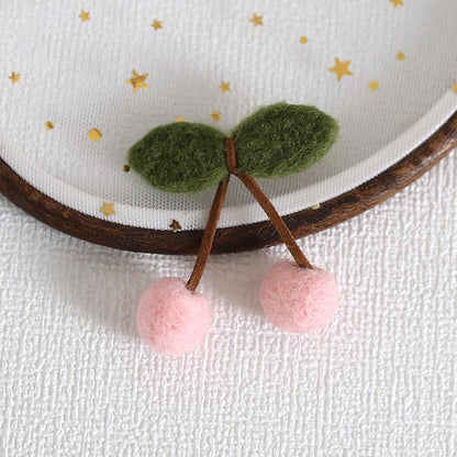 Xiaogui - Handmade Kawaii Wool Felt Cherry Clips