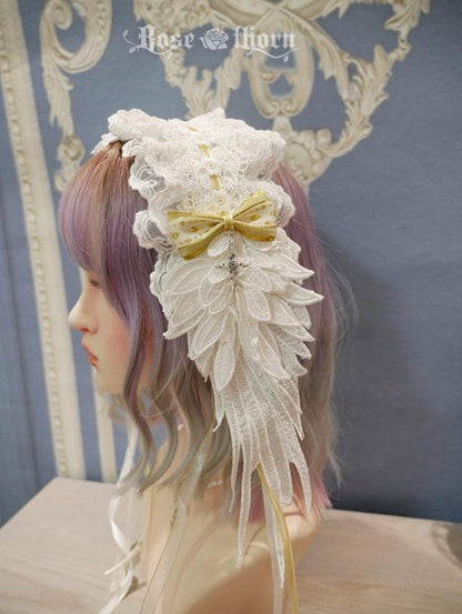 Rose Thorn - Angel Wings - Embroidered Crafted Headband Elegant Lolita Hair Accessories