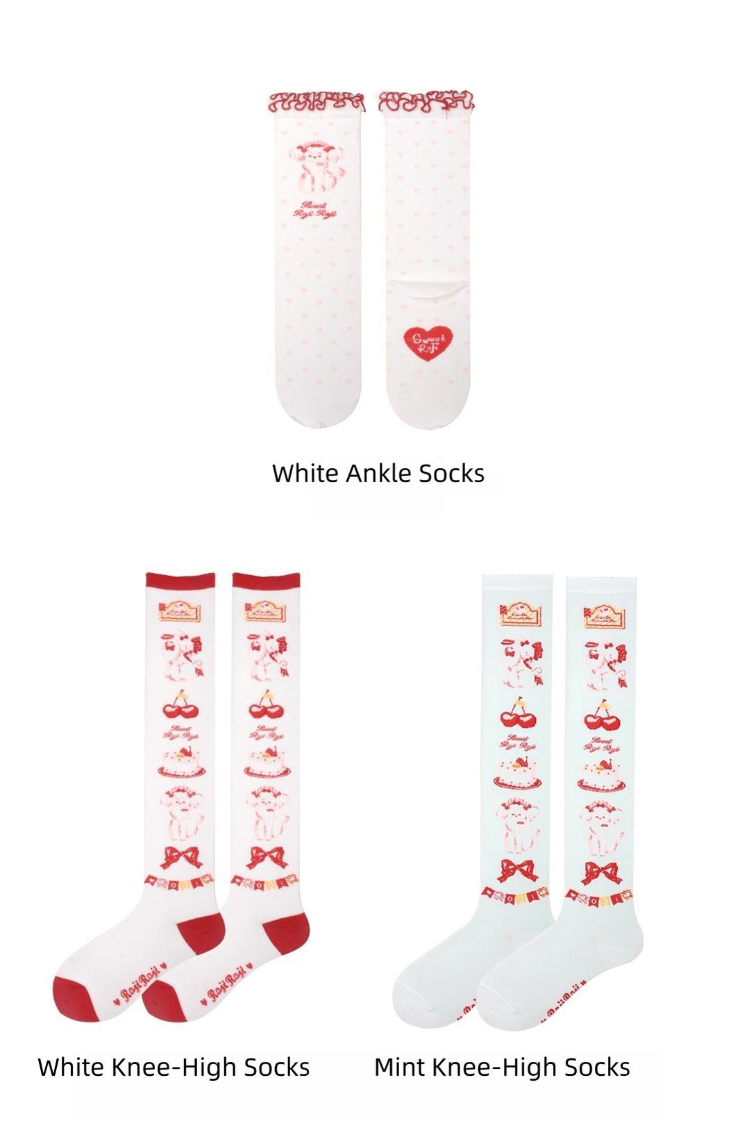 Roji Roji - Sweet Lolita Cotton Socks Japanese Printed Calf Socks