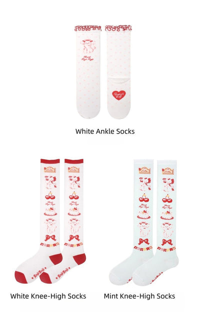 Roji Roji - Sweet Lolita Cotton Socks Japanese Printed Calf Socks