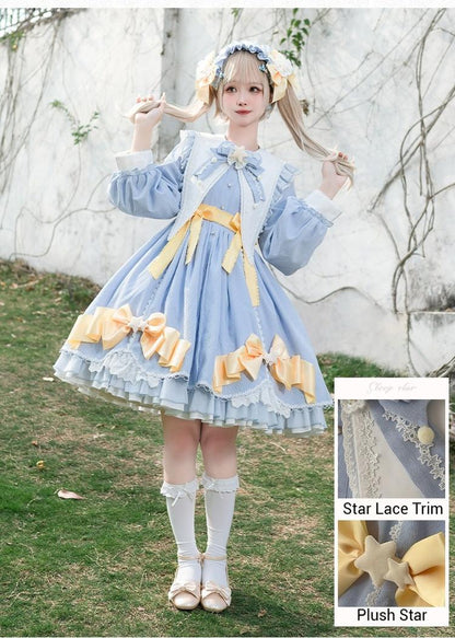 Forest Fluorescent Carps - Sleep Star - Sweet Lolita OP Dress, Long / Short Sleeve
