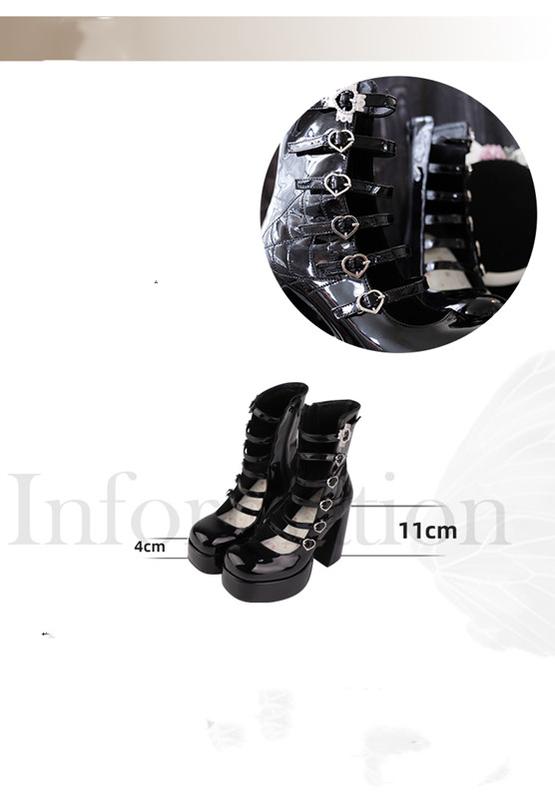 Pure Tea For Dream - Cross Buckle Punk Lolita Shoes
