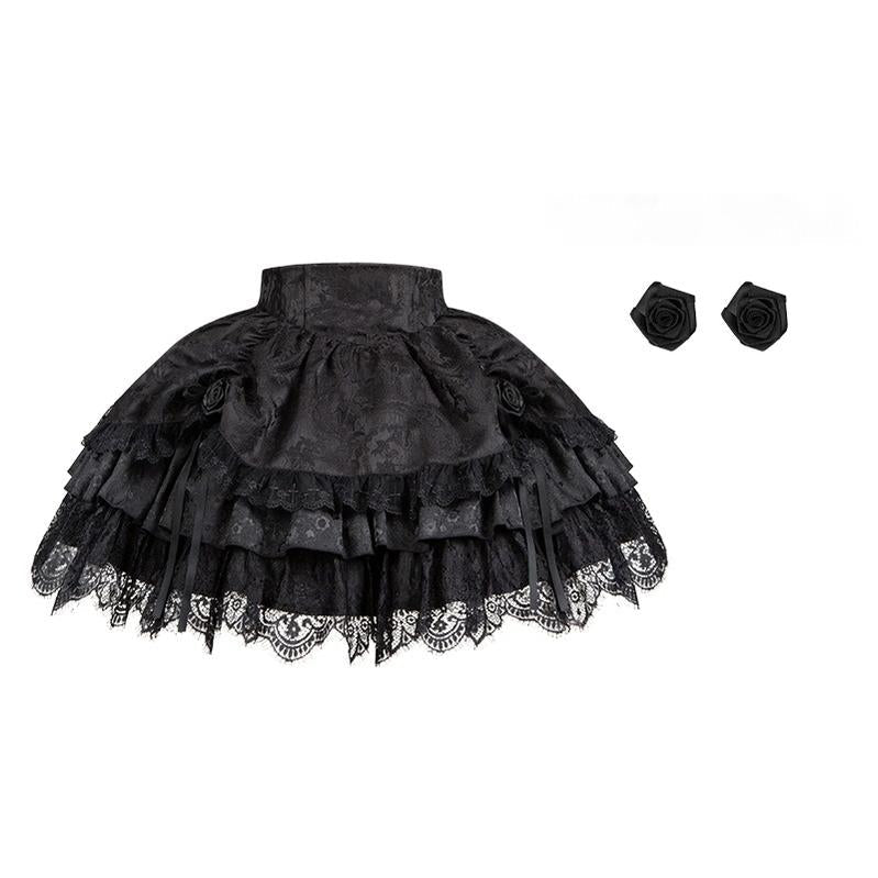 With PUJI - Letter and Poetry ﾂｷ Twilight - Black Gothic Lolita Skirt Set, Witch-Inspired