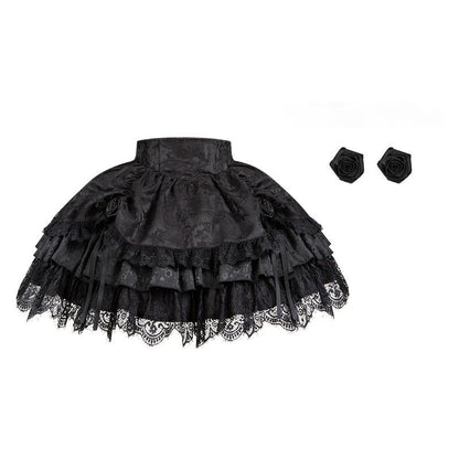 With PUJI - Letter and Poetry ﾂｷ Twilight - Black Gothic Lolita Skirt Set, Witch-Inspired