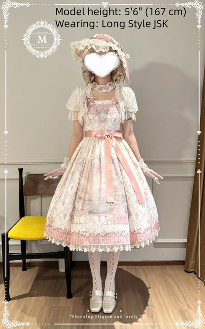 Moon River - Swan Lake Mirror - Pink Sweet Lolita Print JSK Dress