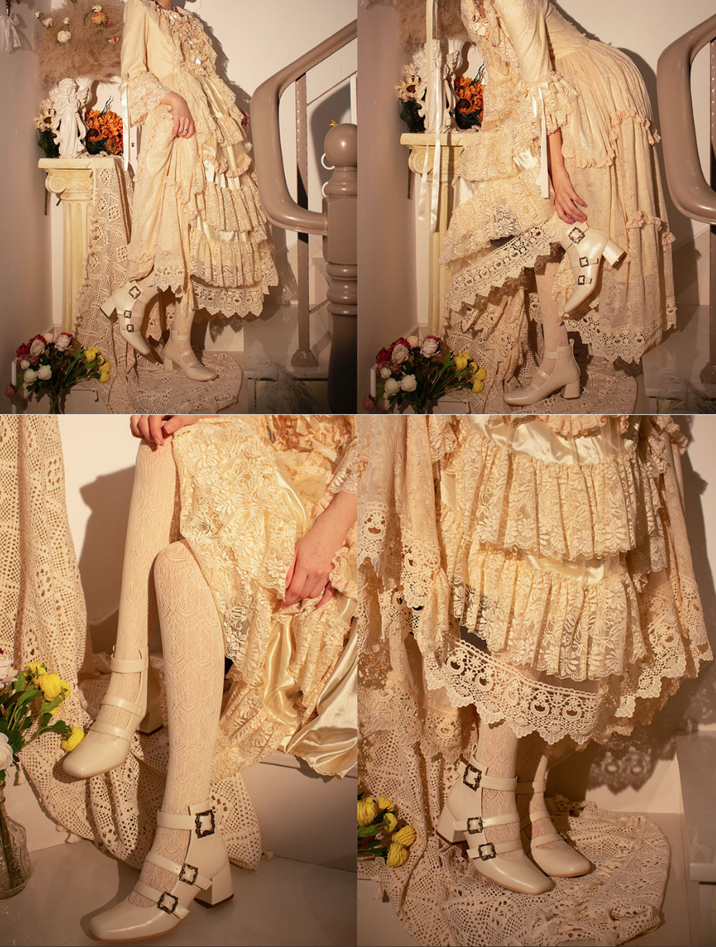 MODO - Vintage Elegant Lolita Three-buckle Mary Janes Shining Shoes