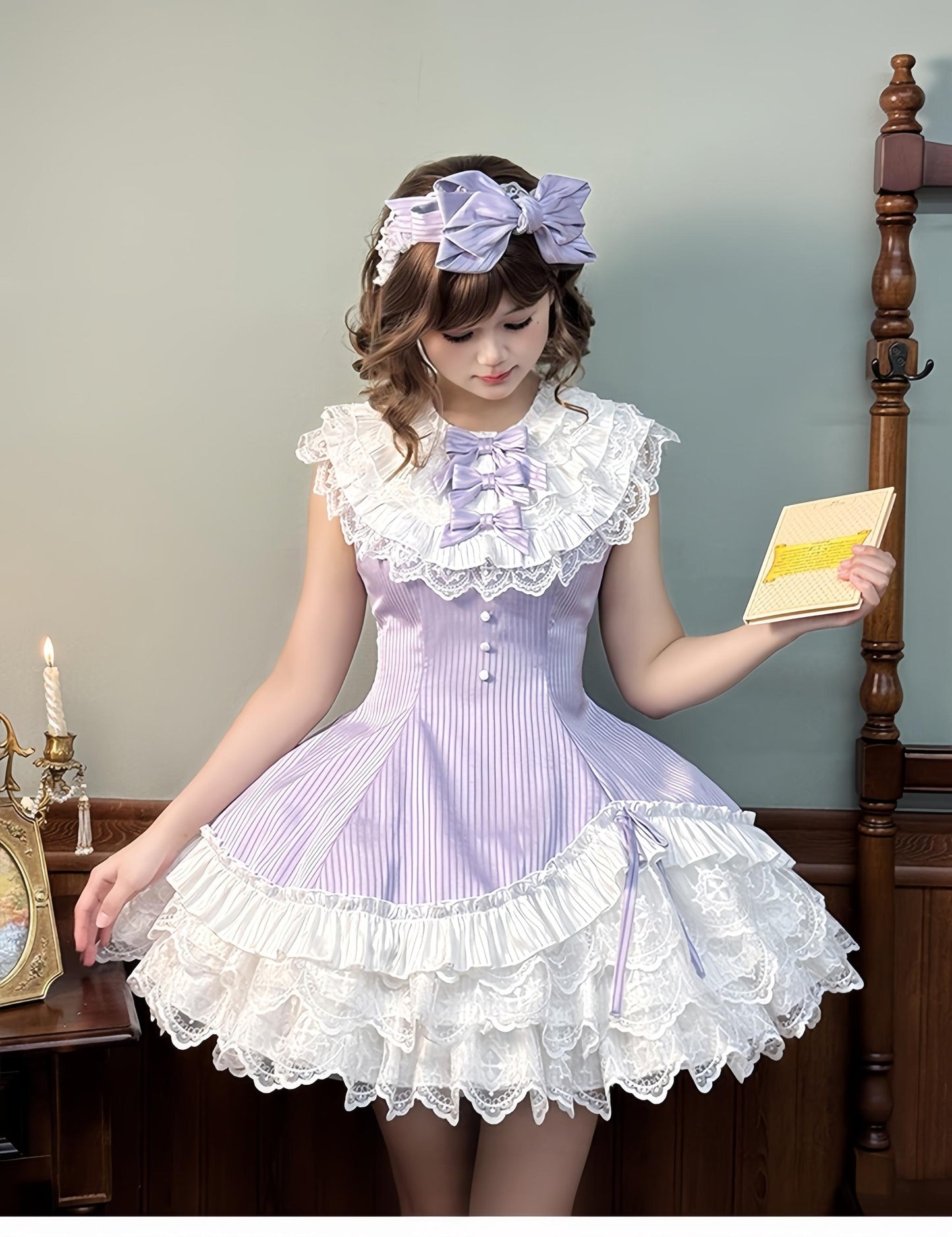 Alice Girl - Arrogant Miss - Sweet Lolita Jumper Dress with Tiered Lace Dress