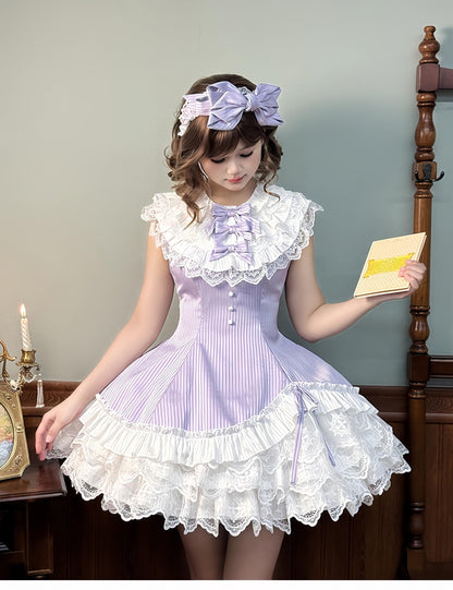 Alice Girl - Arrogant Miss - Sweet Lolita Jumper Dress with Tiered Lace Dress