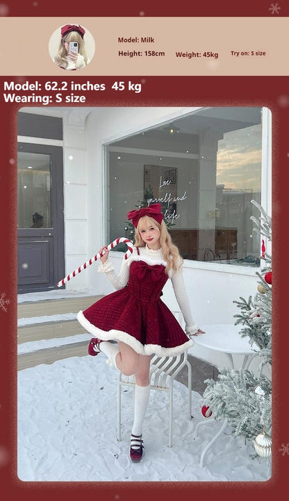 Tan Tuan - Winter Lolita Dress New Year Lolita JSK Plush Cape Set