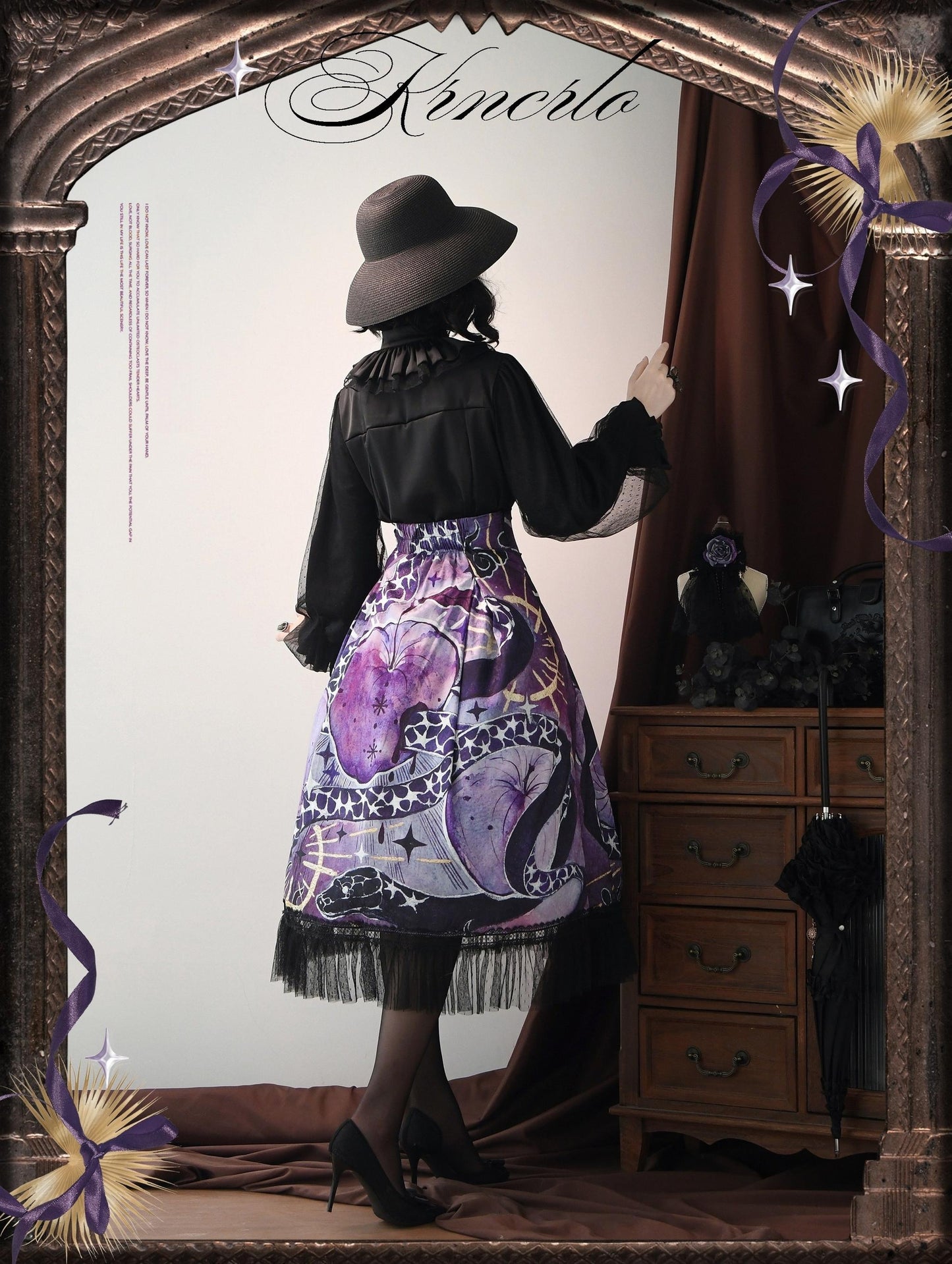 Krncrlo - Laocoon - Gothic Lolita SK Suit With Purple Snake & Apple Print