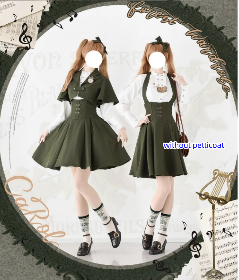Forest Wardrobe - Vintage Lolita Fishbone Halter SK, Autumn Jacket