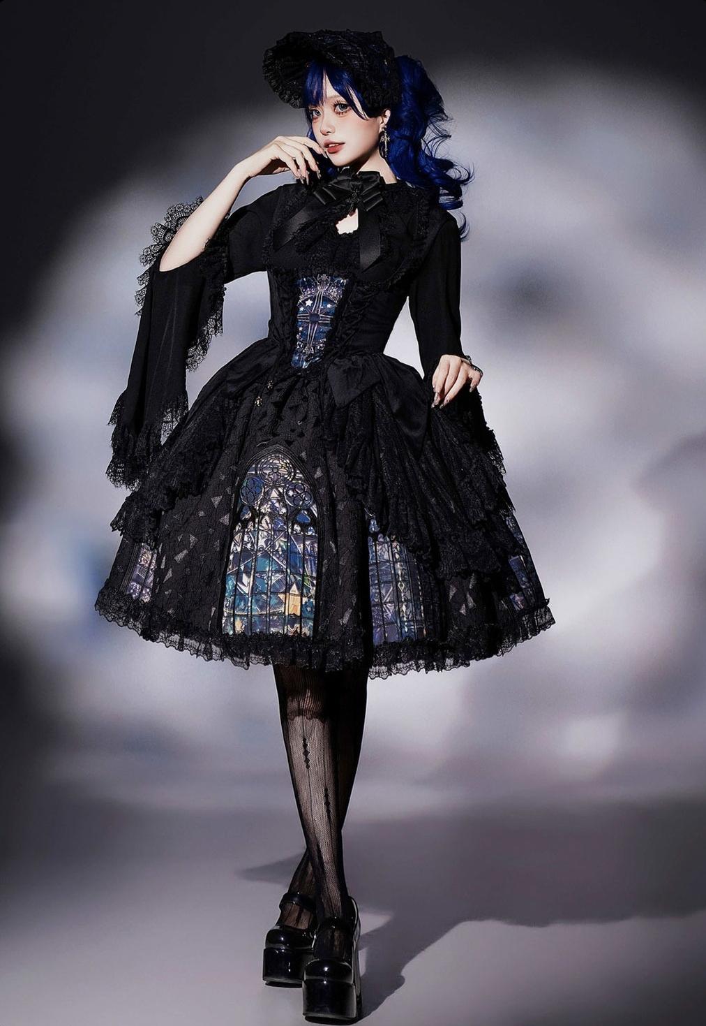 Susin Lolita - Night Traveler - Gothic Lolita Skirt Long Coat Long-Sleeved Shirt and Bustier
