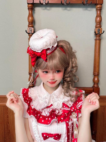 Shuang Sheng Xiao Xiong - Bite The Cake - Sweet Lolita Accessories, Red & White Polka Dots