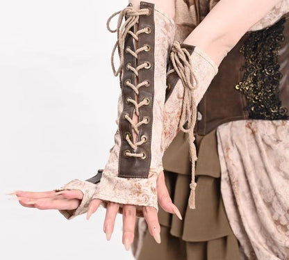 Broken Bone - Retro Lolita PU Cuffs Cross Straps Sleeves