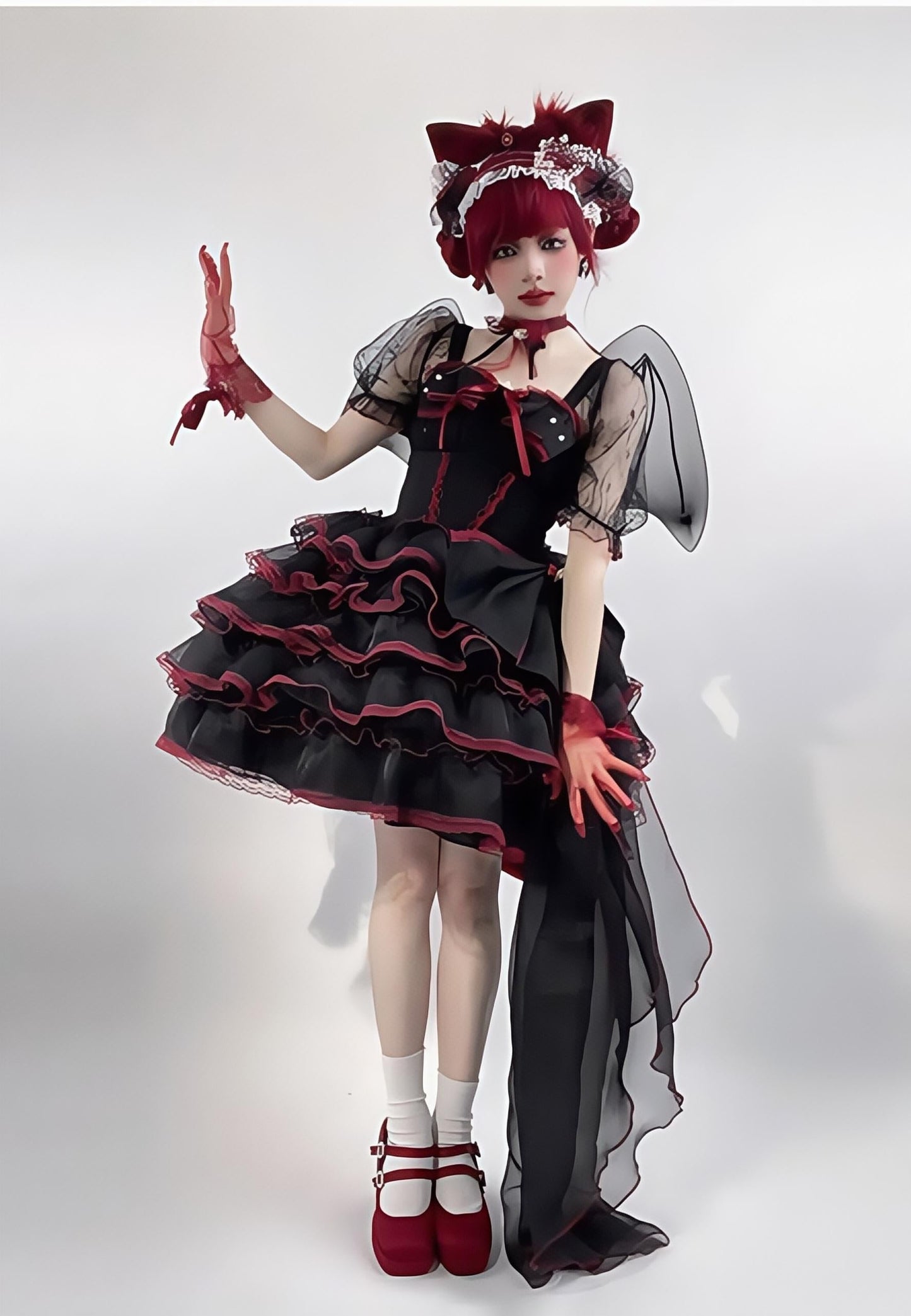 Daydream Whisper - Shisan District - Wedding Lolita OP Suit with Angel Demon Wings