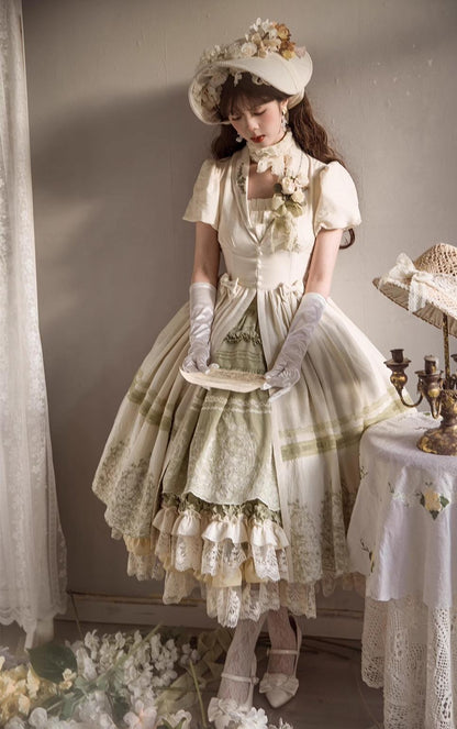 ZJstory - 14-line Poem Set - Classic Lolita Separate Dress Set Tiered Ruffles Skirt
