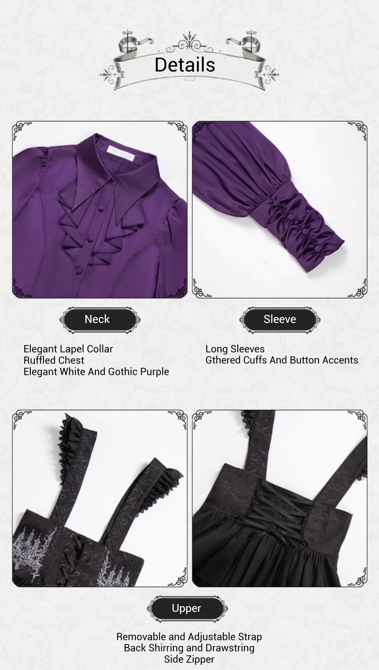 With PUJI - Thorny Night - Gothic Lolita Bust-supporting Skirt With Removable&Adjustable Strap