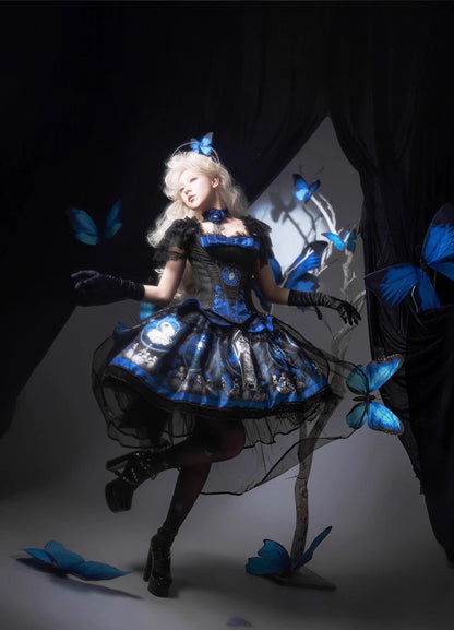 Caged Bird Hotel - Eclipsed Moon Gallery - Plus Size Halloween Gothic Lolita Skirt & Bodice Set