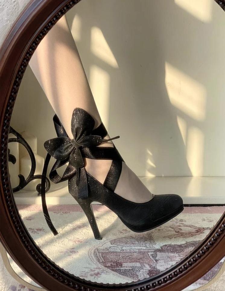 Pure Tea For Dream - Butterfly Specimen - Shiny Ballet Lolita Shoes Sweet Lolita Platform Heels