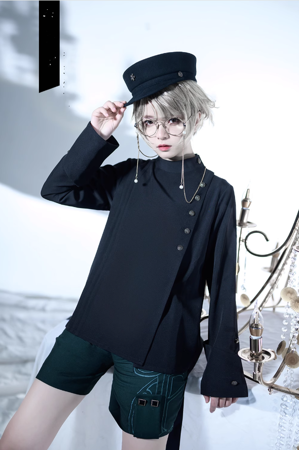 Princess Chronicles - Ruwoxichen - Retro Ouji Lolita Prince Style Black Blouse