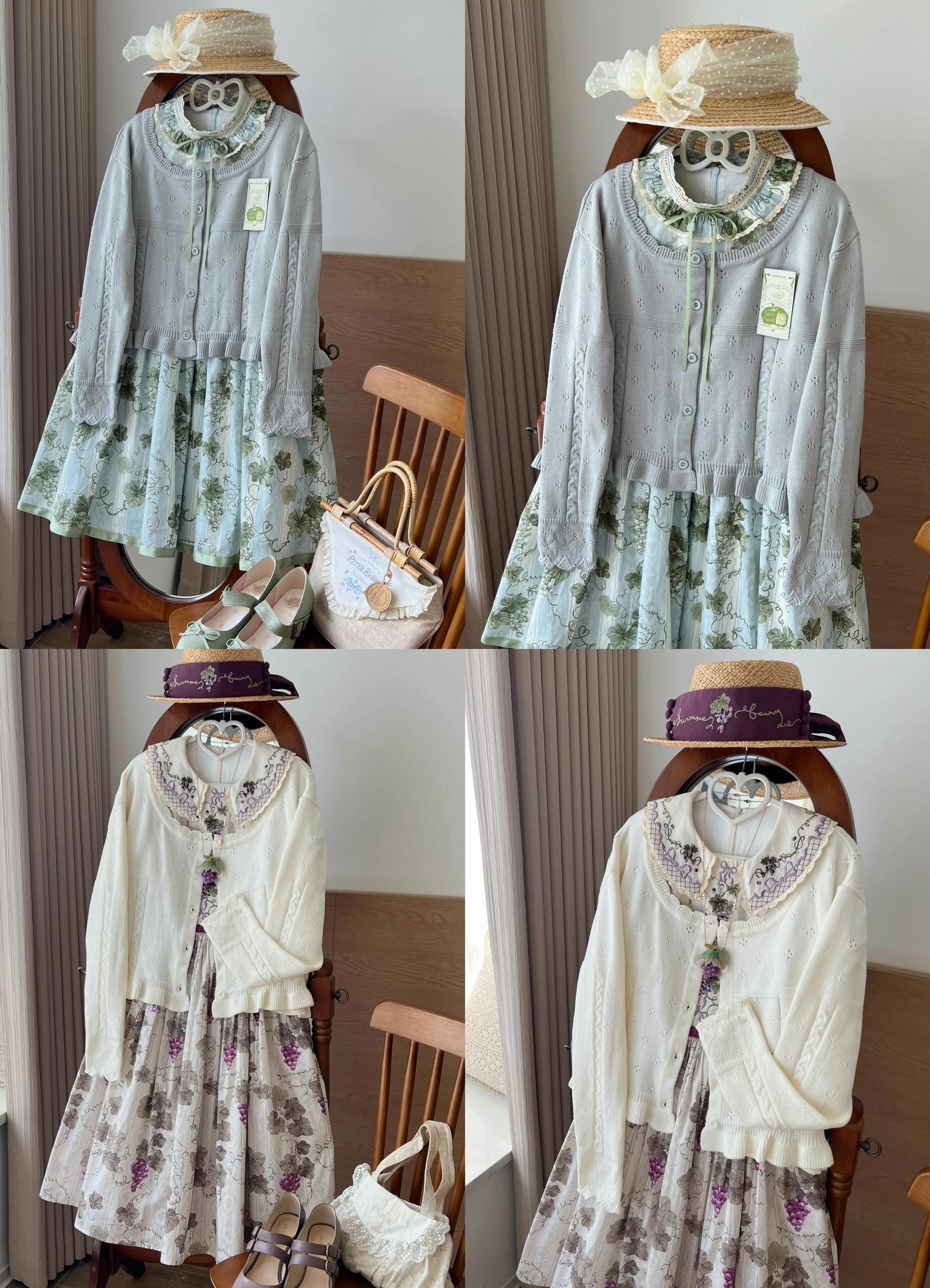 MIST - Kawaii Lolita Sweater Cardigan, Ruffled Lace Hem