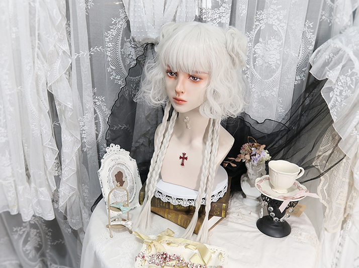 Pippi Palace - Lolita Curly Wig White Braid Wig