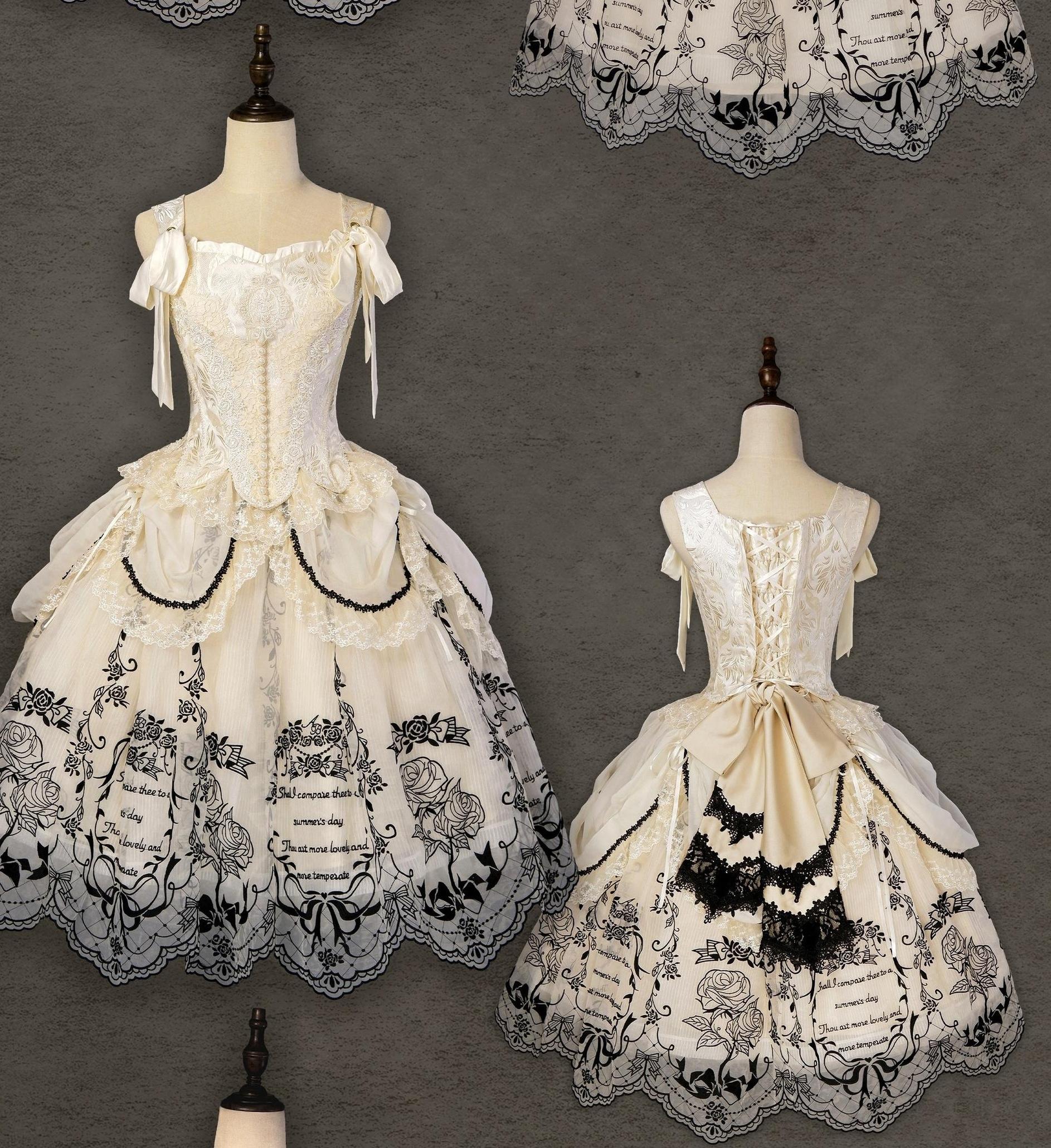 AuroraBorealis - Moonshadow - Gorgeous Wedding Lolita Dress Set Embroidered JSK SK and Bodice
