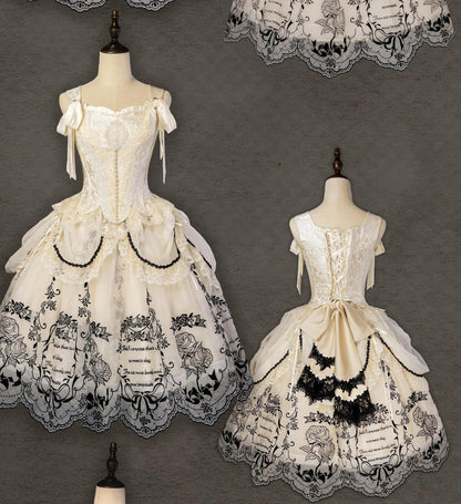 AuroraBorealis - Moonshadow - Gorgeous Wedding Lolita Dress Set Embroidered JSK SK and Bodice
