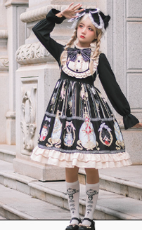 Niu Niu - Easter - Plus Size Lolita Dress Black Long Sleeve Vintage OP