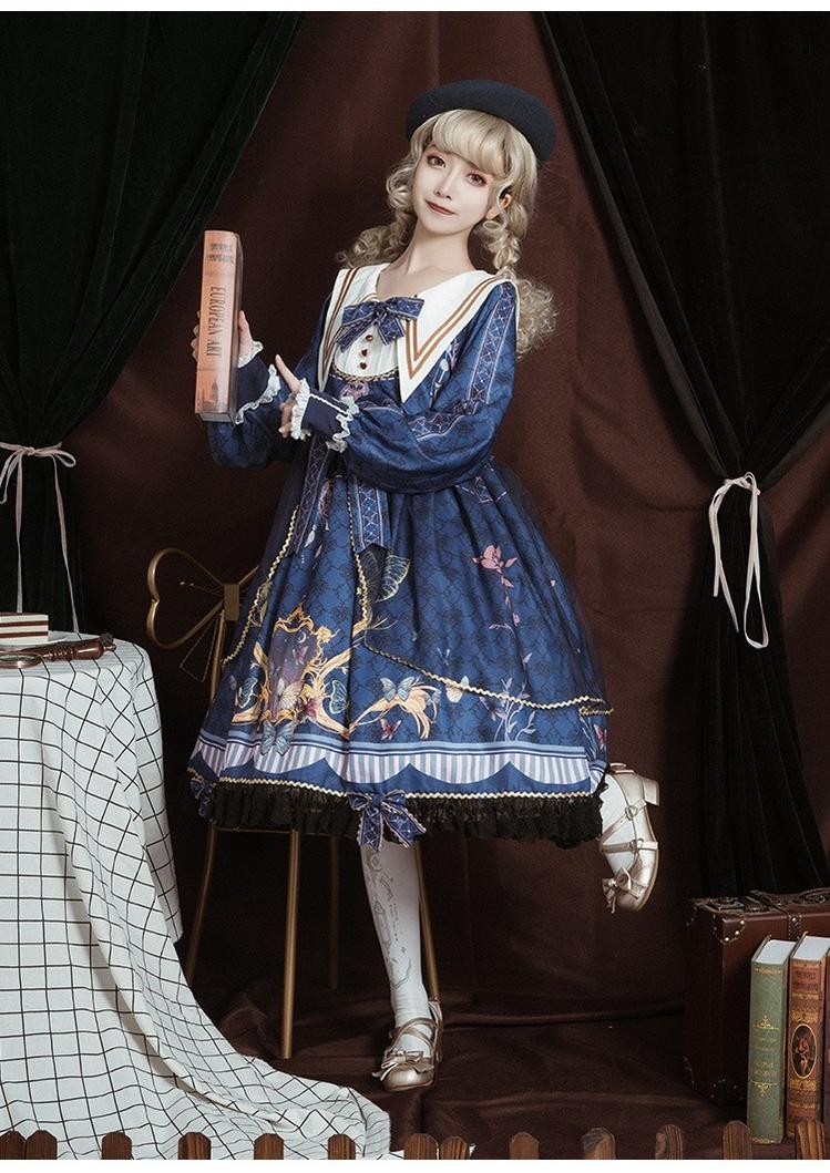 OCELOT - Classic Lolita OP Sailor Collar Elegant Lolita Dress