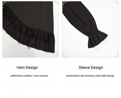 With PUJI - White Daylight - Elegant Lolita Long Sleeve OP Dress, Side Zipper